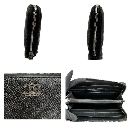 Chanel Quilted Black Silver Leather Wallet — view 3