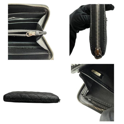 Chanel Quilted Black Silver Leather Wallet — view 5