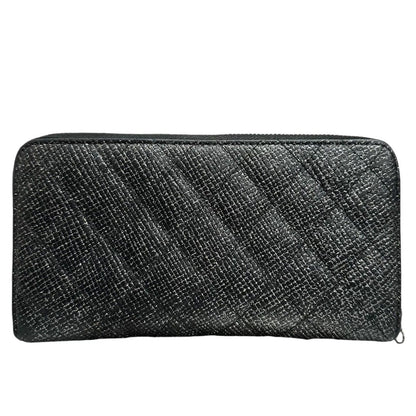 Chanel Quilted Black Silver Leather Wallet — view 2