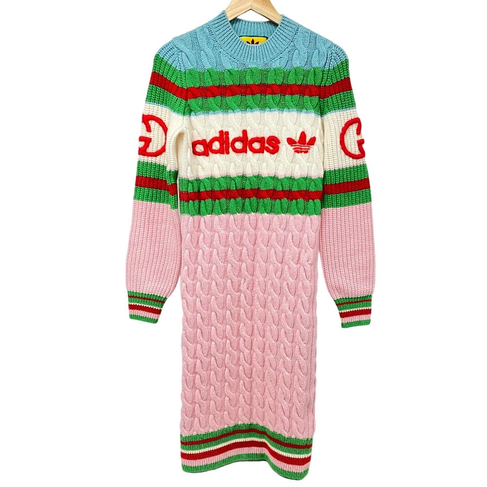 Gucci Adidas Knit S Mohair Wool Dress Multicolor