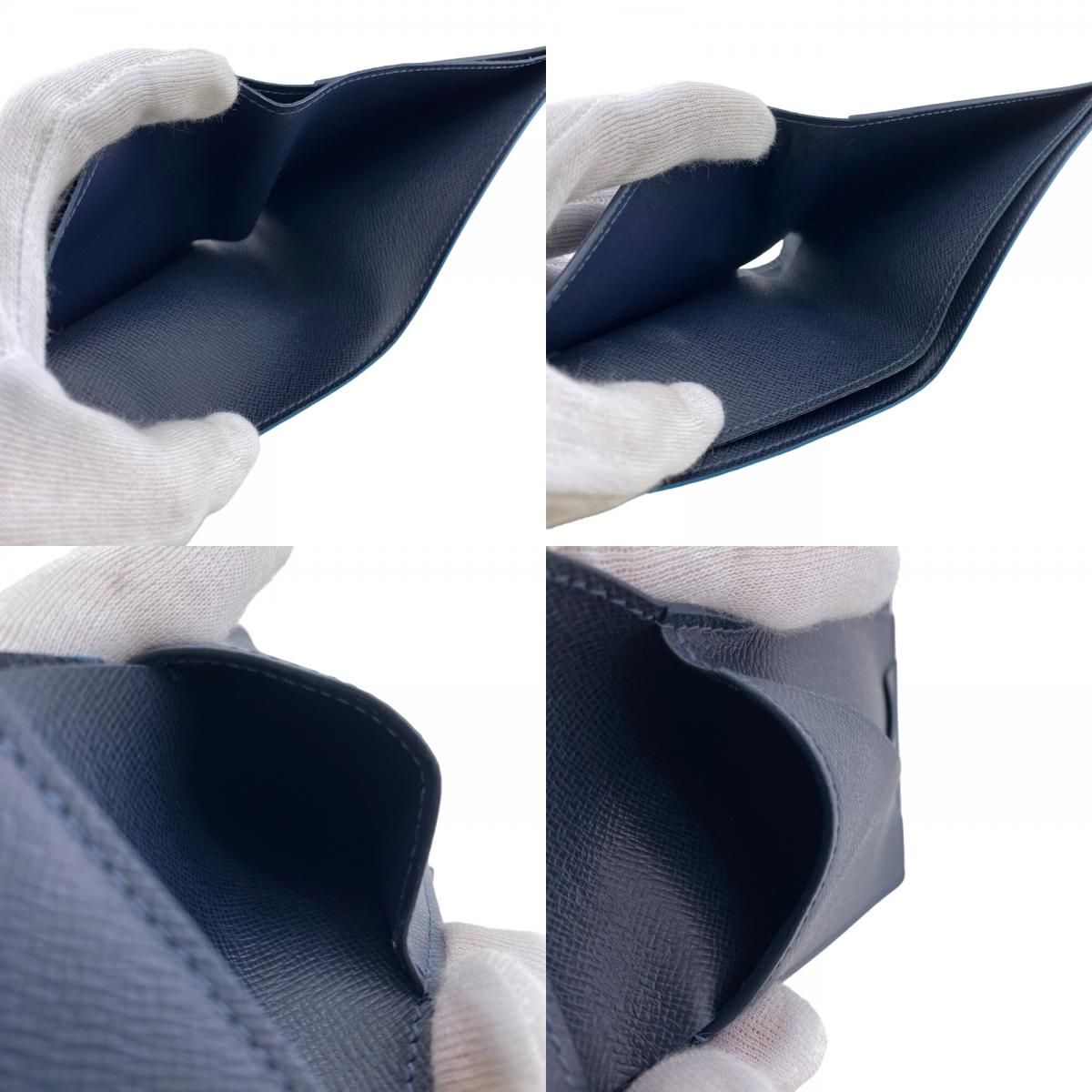 Louis Vuitton Portefeuille Multiple Taiga Leather Billfold Navy Wallet — view 8