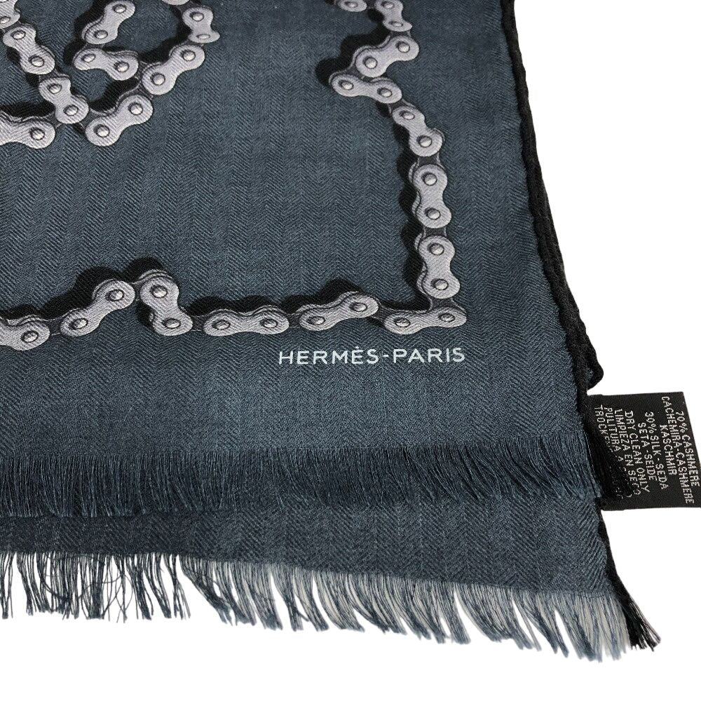 Hermes Cheval Dechaine Cashmere Shawl Navy Brands Scarf — view 7
