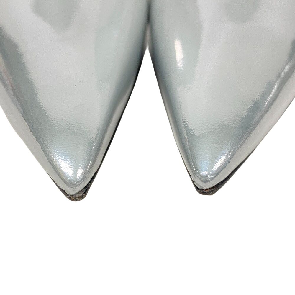 Bottega Veneta Rocket Wedge Heels Laminate Leather Patent Mules Silver — view 3