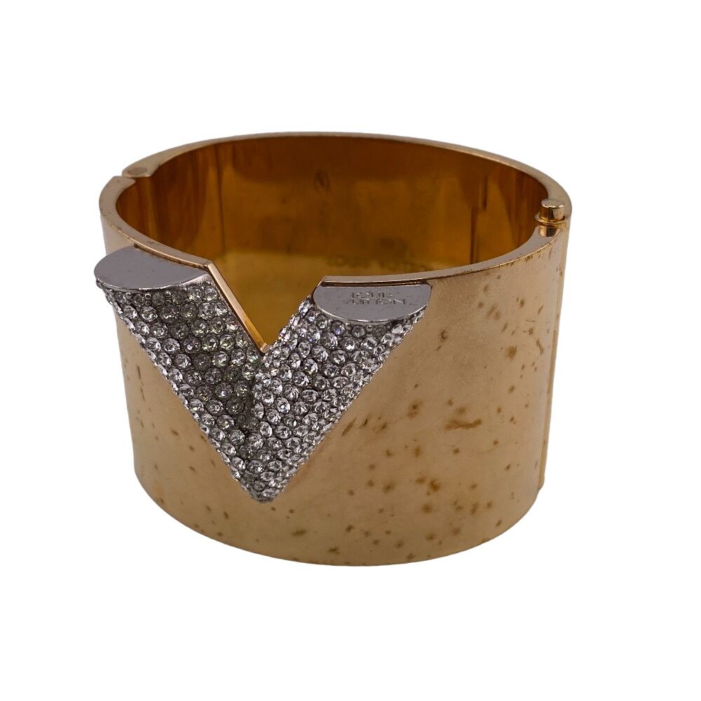 Louis Vuitton Essential Rhinestone Bangle Gold Bracelet