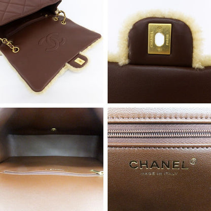 Chanel Ten Maxi Quilted Shearling Lambskin CC Logo 2-Way Gold Brown Shoulder Bag — view 7