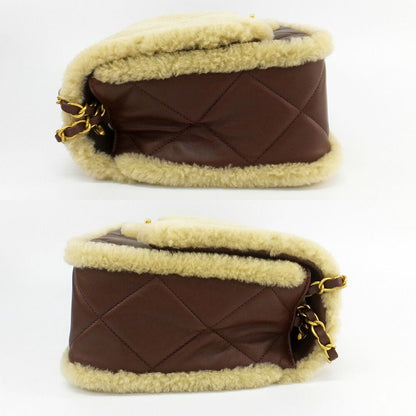 Chanel Ten Maxi Quilted Shearling Lambskin CC Logo 2-Way Gold Brown Shoulder Bag — view 4