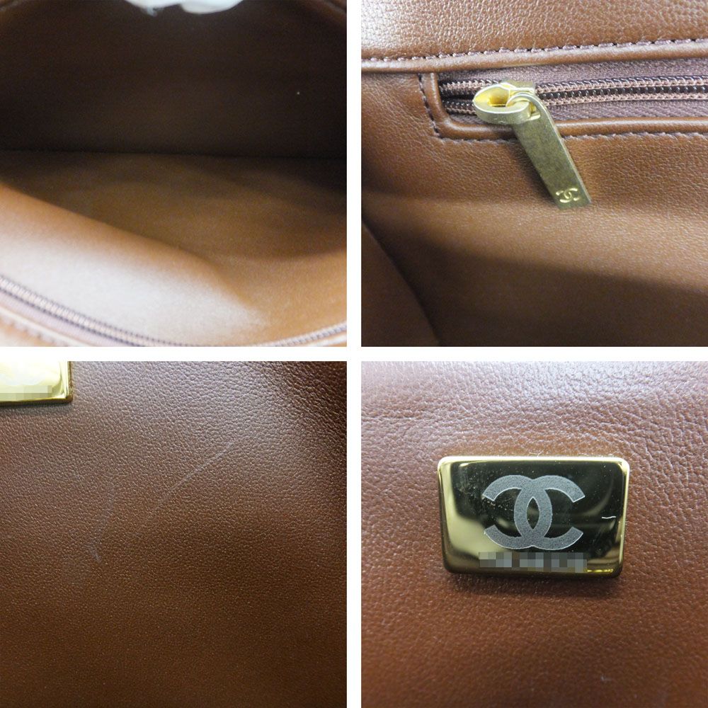 Chanel Ten Maxi Quilted Shearling Lambskin CC Logo 2-Way Gold Brown Shoulder Bag — view 8