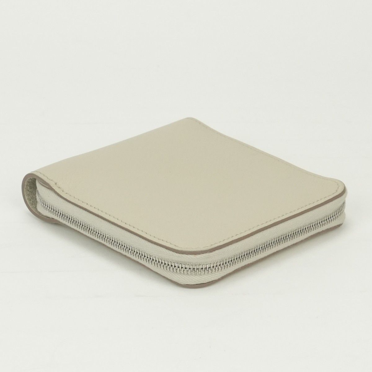 Hermes Zip Wallet Bifold Mini Color Cles Craie White Silver — view 4
