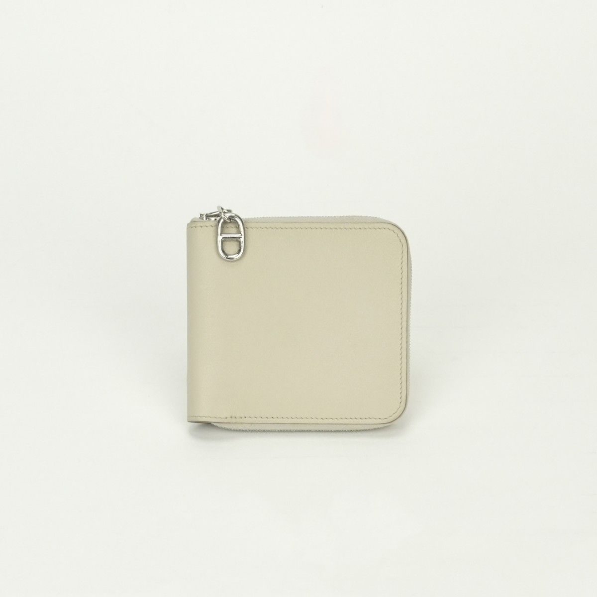 Hermes Zip Wallet Bifold Mini Color Cles Craie White Silver