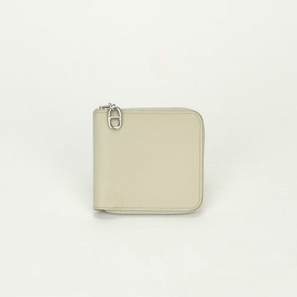 Hermes Zip Wallet Bifold Mini Color Cles Craie White Silver