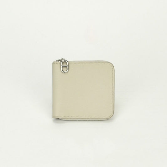 Hermes Zip Wallet Bifold Mini Color Cles Craie White Silver