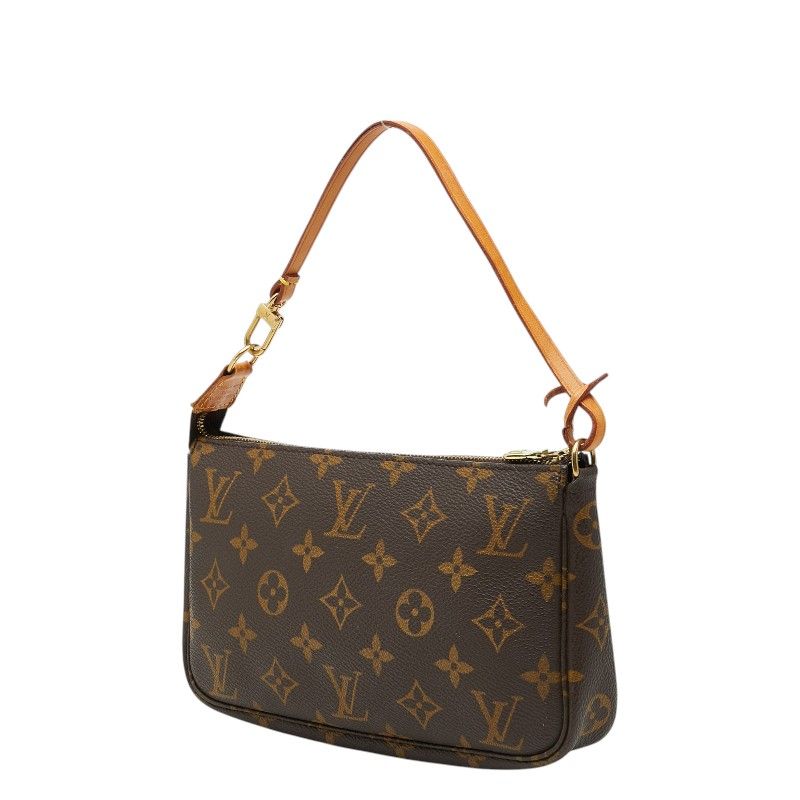 Louis Vuitton Monogram Pochette Handbag Brown Leather — view 2