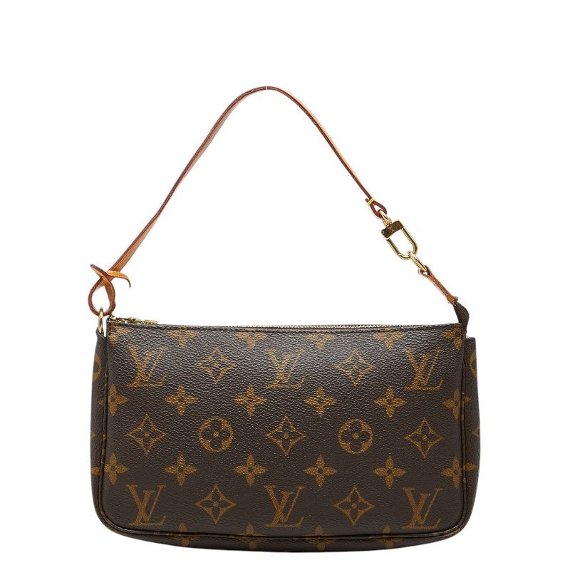 Louis Vuitton Monogram Pochette Handbag Brown Leather
