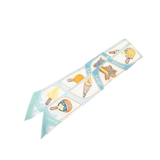 Hermes Twill Funny Ice Cream Scarf Blue Multicolor Silk