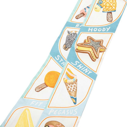Hermes Twill Funny Ice Cream Scarf Blue Multicolor Silk — view 2