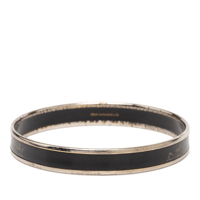 Hermes Enamel PM Cloisonne Bangle Black Silver Plated 1- Bracelet — view 3