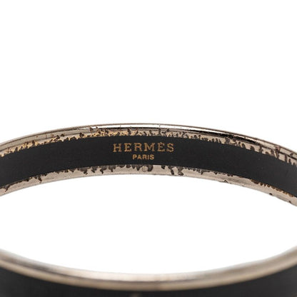 Hermes Enamel PM Cloisonne Bangle Black Silver Plated 1- Bracelet — view 4