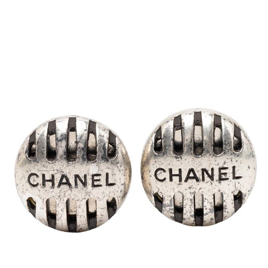 Chanel Vintage Round Earrings 99 Silver Metal