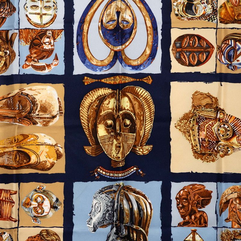 Hermes Carre 90 Persona Scarf Navy Multicolor Silk — view 3