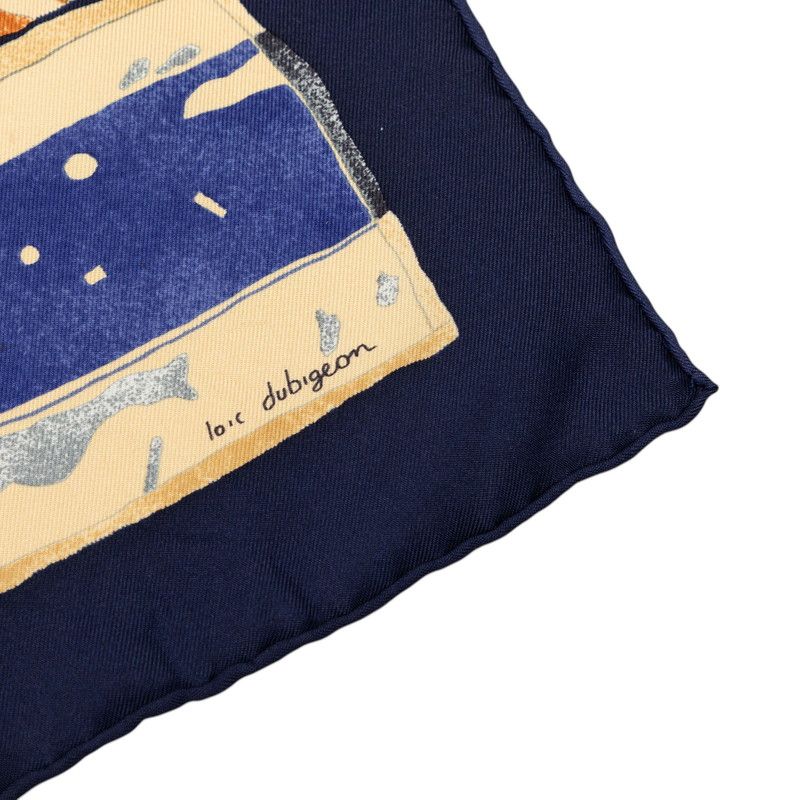 Hermes Carre 90 Persona Scarf Navy Multicolor Silk — view 7