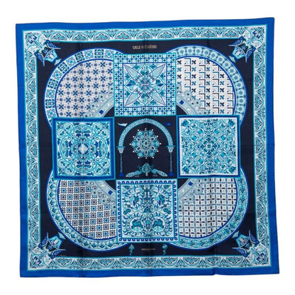 Hermes Carre 90 Ciels Byzantins Byzantine Sky Scarf Blue Silk