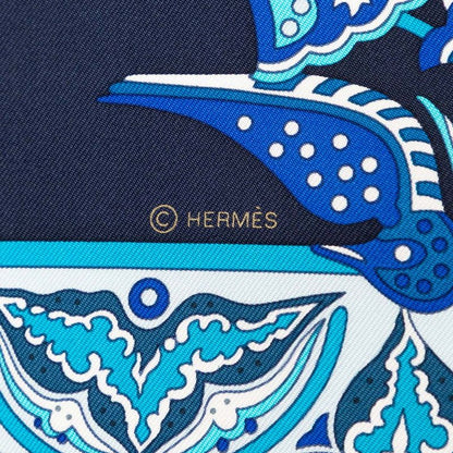 Hermes Carre 90 Ciels Byzantins Byzantine Sky Scarf Blue Silk — view 7