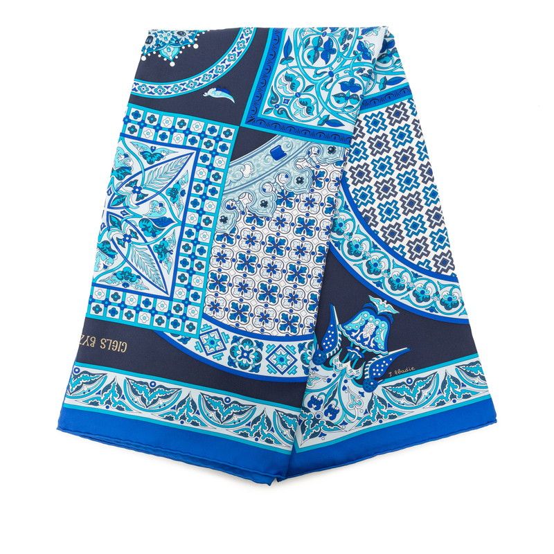 Hermes Carre 90 Ciels Byzantins Byzantine Sky Scarf Blue Silk — view 2