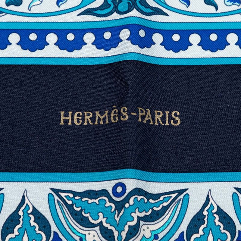 Hermes Carre 90 Ciels Byzantins Byzantine Sky Scarf Blue Silk — view 5