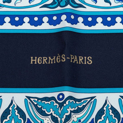 Hermes Carre 90 Ciels Byzantins Byzantine Sky Scarf Blue Silk — view 5