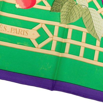 Hermes Carre 90 Roseraie Rose Garden Scarf Green Multicolor Silk — view 7