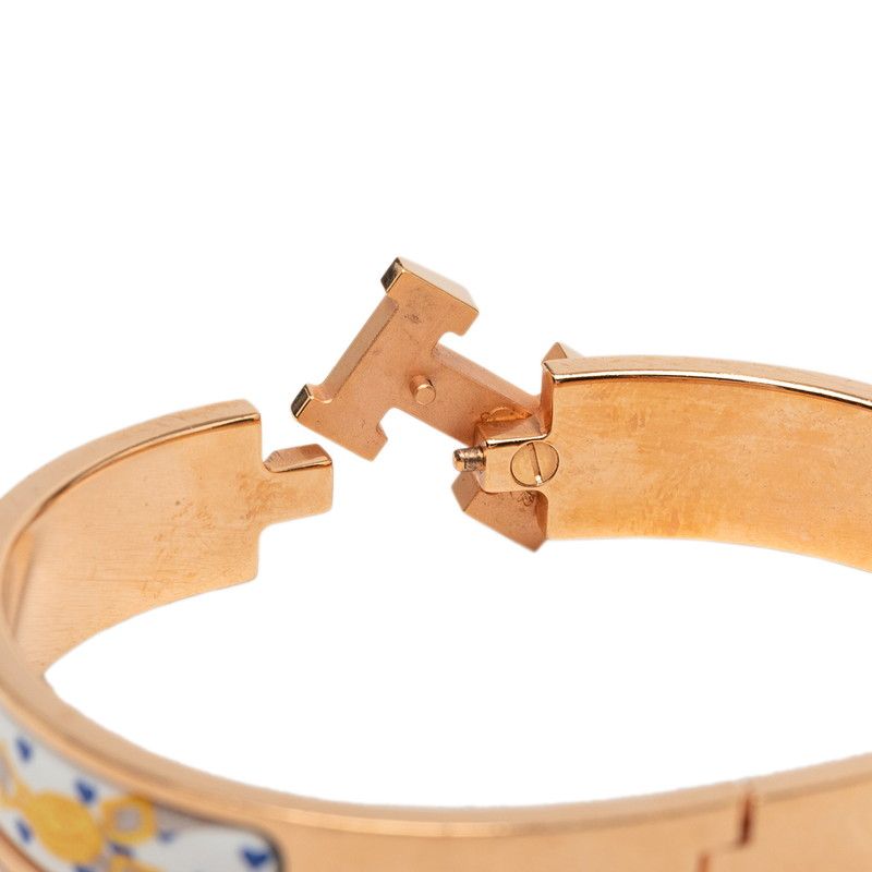 Hermes Click GM Brid Gala Love Enamel Bracelet Bangle Gold Plated — view 4