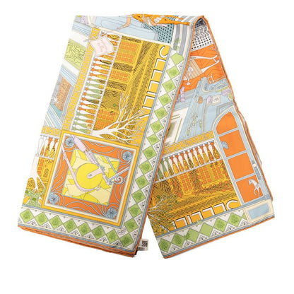 Hermes Carre 90 Objets de Curiosite Scarf Orange Multicolor Silk — view 2
