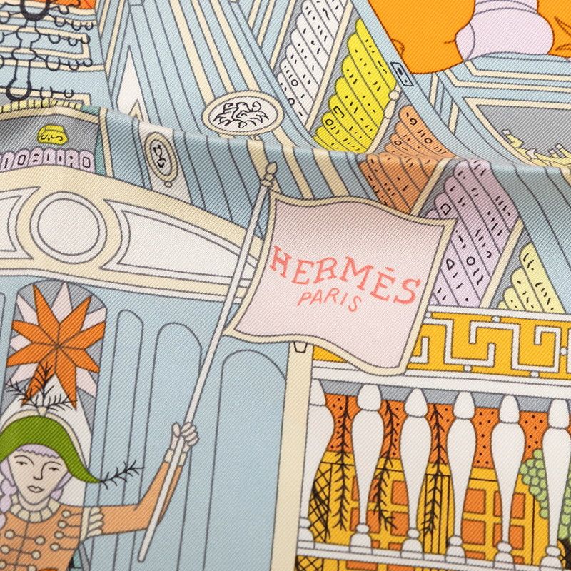 Hermes Carre 90 Objets de Curiosite Scarf Orange Multicolor Silk — view 6
