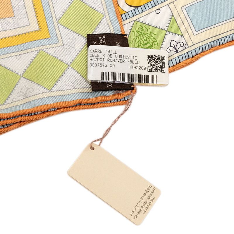 Hermes Carre 90 Objets de Curiosite Scarf Orange Multicolor Silk — view 8