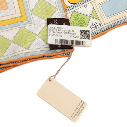 Hermes Carre 90 Objets de Curiosite Scarf Orange Multicolor Silk — view 8