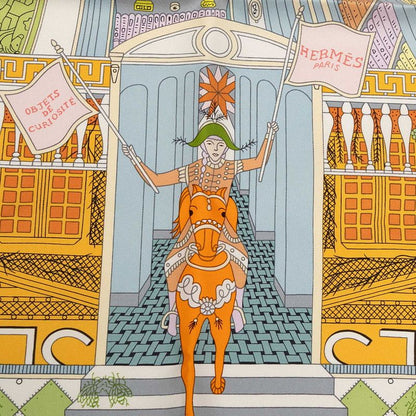 Hermes Carre 90 Objets de Curiosite Scarf Orange Multicolor Silk — view 3