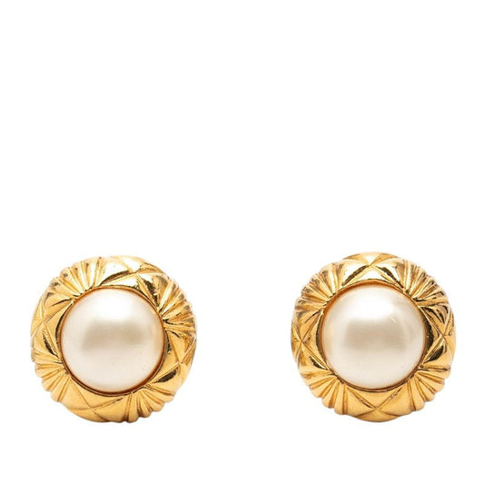 Chanel Vintage Earrings Gold Plated Faux Pearl