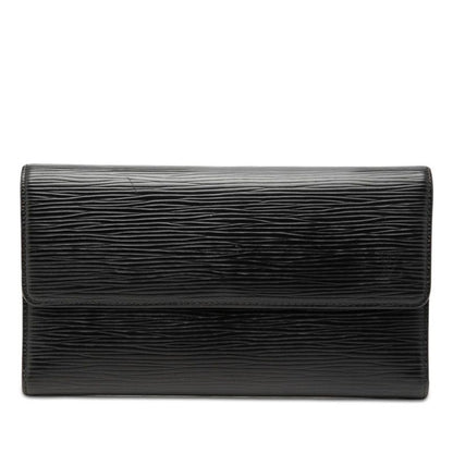 Louis Vuitton Epi Porte Tresor International Wallet Noir Black Leather