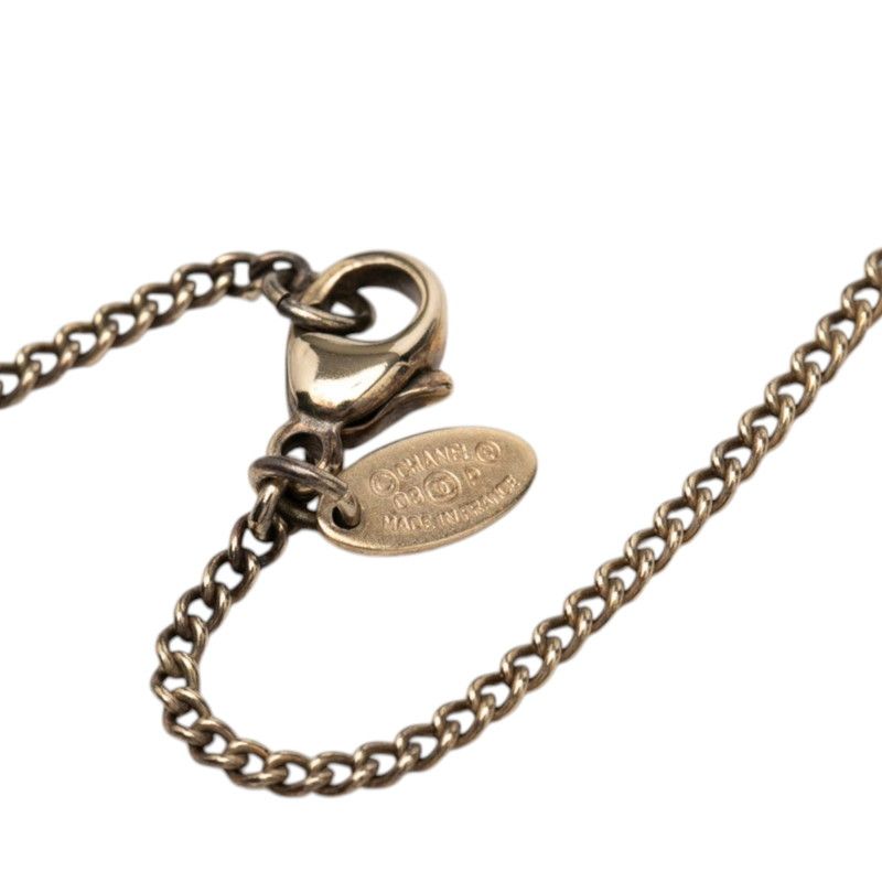 Chanel Vintage CC Logo Necklace Gold Red Plated — view 5