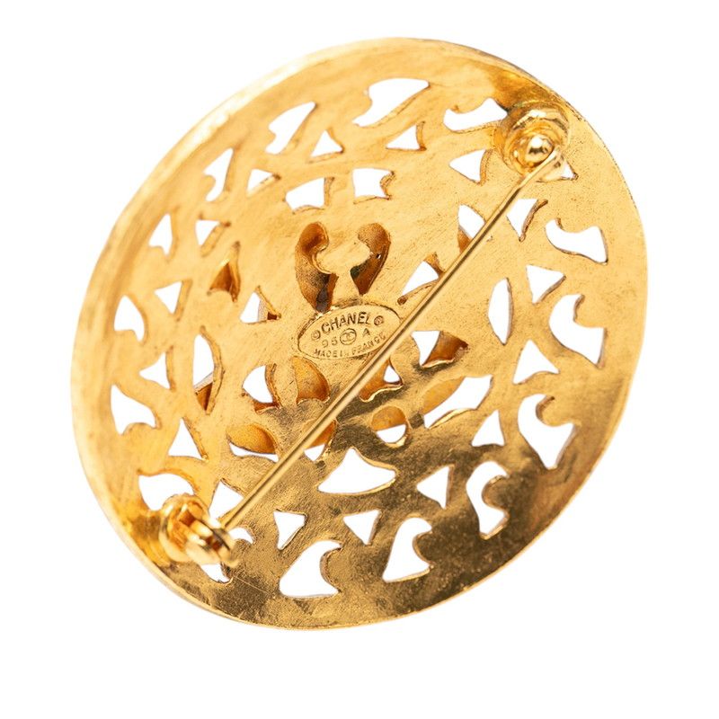 Chanel Vintage CC Logo Brooch Gold Plated — view 3