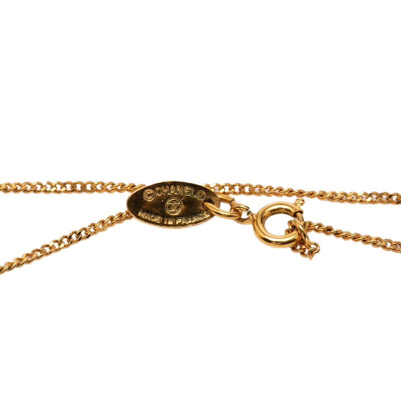 Chanel CC Logo Necklace Gold Green Plated Rhinestone — view 5