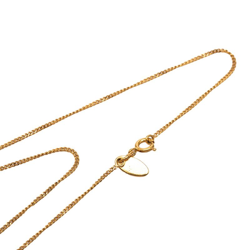 Chanel CC Logo Necklace Gold Green Plated Rhinestone — view 4