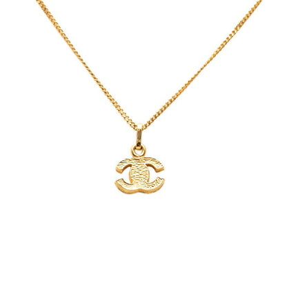 Chanel CC Logo Necklace Gold Green Plated Rhinestone — view 3