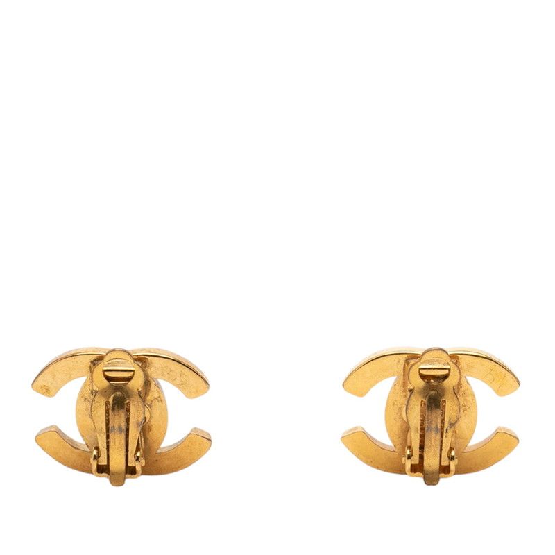 Chanel Vintage CC Logo Turnlock Motif Earrings Gold Plated — view 2