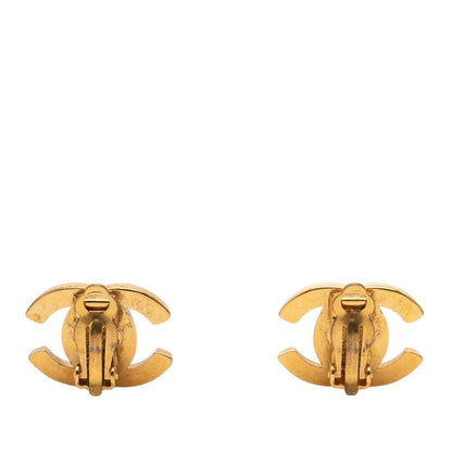 Chanel Vintage CC Logo Turnlock Motif Earrings Gold Plated — view 2