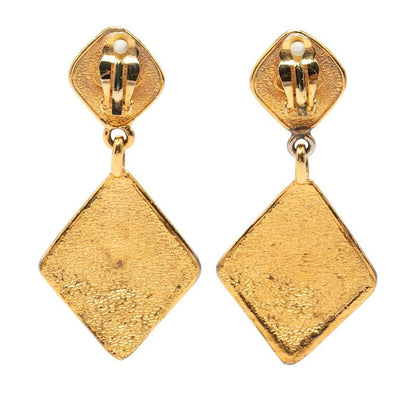 Chanel Vintage CC Logo Diamond Earrings Gold Plated — view 2