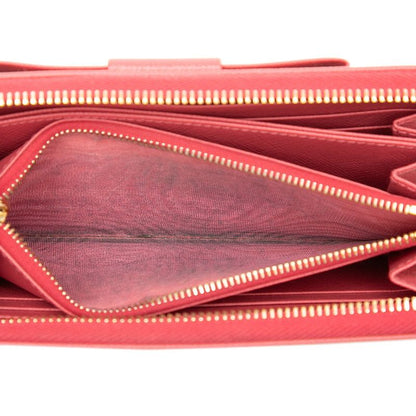 Prada Fiocco Zip Around Wallet Pink Saffiano Leather — view 7