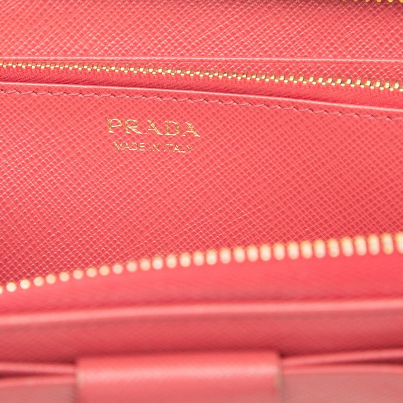Prada Fiocco Zip Around Wallet Pink Saffiano Leather — view 8