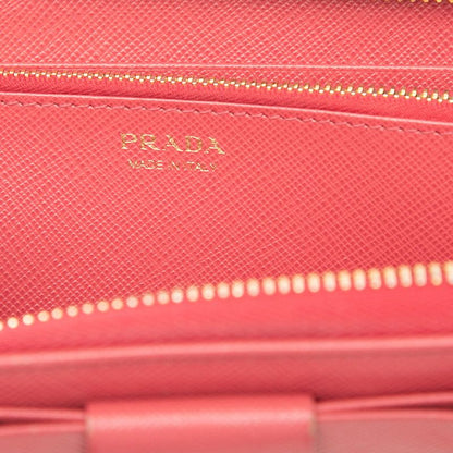 Prada Fiocco Zip Around Wallet Pink Saffiano Leather — view 8