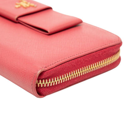 Prada Fiocco Zip Around Wallet Pink Saffiano Leather — view 4